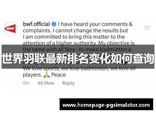 世界羽联最新排名变化如何查询